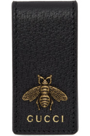 Gucci - Black Leather Animalier Money Clip