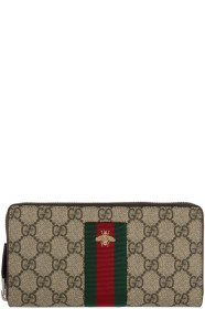 Gucci - ベージュ ウェブ GG スプリーム ジップアラウンド ウォレット
