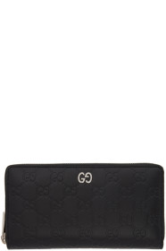 Gucci - ブラック GG プリント シグネチャ ジップ ウォレット