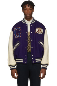 Gucci - Blue & Off-White 'Gucci Band' Varsity Jacket