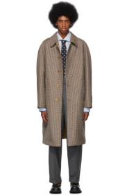 Gucci - Reversible Orange & White 70's Pied De Poule Coat