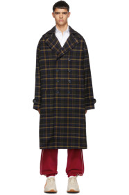 Gucci - Blue & Yellow Check Hooded Coat