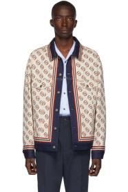 Gucci - White Denim Oversized GG Print Jacket