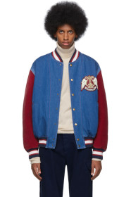 Gucci - Blue & Red Denim Bomber Jacket
