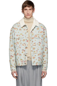 Gucci - Blue Denim Sherpa Graphic Jacket