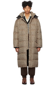 Gucci - Black & Beige Down Mini G Rhombus Coat