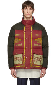 Gucci - Red & Green Down Baroque Gillet Jacket