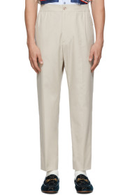 Gucci - Beige Cotton Poplin Logo Trousers