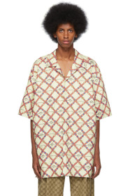 Gucci - Off-White Paper Effect Belts Bowling Shirt