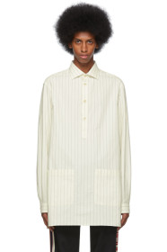 Gucci - Off-White & Blue Oversized Striped Shirt