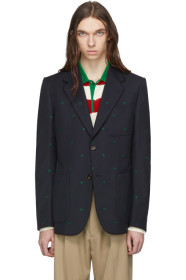 Gucci - Navy Fancy Elements Print Blazer
