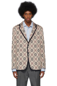Gucci - Beige Knit GG Blazer