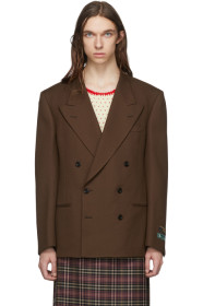 Gucci - Brown Double-Breasted Fluid Blazer