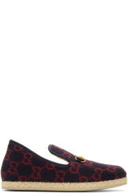 Gucci - ネイビー & レッド ウール GG ローファー