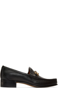 Gucci - ブラック レザー インターロッキング G ホースビット ローファー