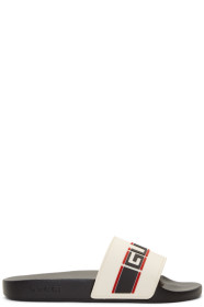 Gucci - Sandales à enfiler en caoutchouc blanches Logo Stripe