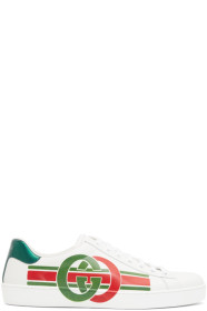 Gucci - White & Red Interlocking G Ace Sneakers