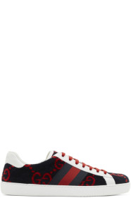 Gucci - Navy & Red Velvet GG Sneakers