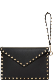 Valentino - Pochette enveloppe noire Medium Rockstud Valentino Garavani