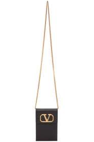 Valentino - Black Valentino Garavani VLogo Chain Phone Pouch