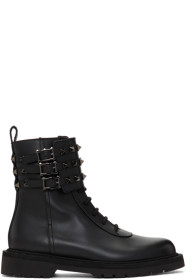 Valentino - Black Valentino Garavani Rockstud Combat Boots