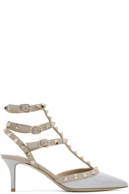 Valentino - Grey Valentino Garavani Patent Rockstud Cage Heels