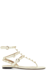 Valentino - Off-White Valentino Garavani Rockstud Caged Sandals