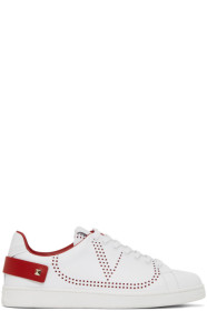 Valentino - White & Red Valentino Garavani VLogo Backnet Sneakers