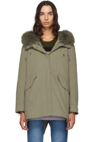Yves Salomon - Army - Green Down & Fur Bachette Parka