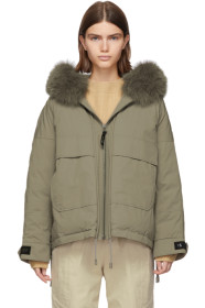 Yves Salomon - Army - Beige Down & Fur Bachette Jacket