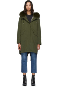 Yves Salomon - Army - Green Fur Reflective Lining Bachette Parka