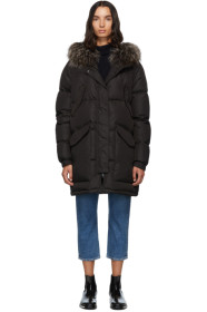 Yves Salomon - Army - Black Down & Fur Doudoune Jacket