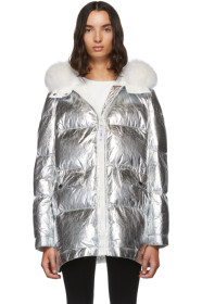 Yves Salomon - Army - Silver Down & Fur Reflective Doudoune Jacket
