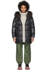 Yves Salomon - Army - Black Down Fox Trim Jacket