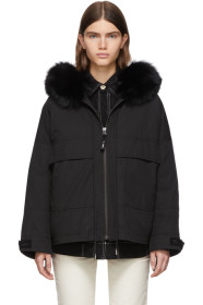 Yves Salomon - Army - Black Down & Fur Bachette Jacket
