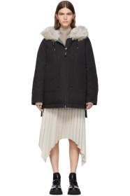 Yves Salomon - Army - Black Down & Fur Doudoune Jacket