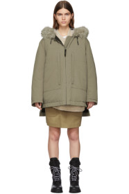 Yves Salomon - Army - Beige Down & Fur Doudoune Jacket