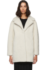 Yves Salomon - Meteo - Manteau en peau retournée blanc Merino Short