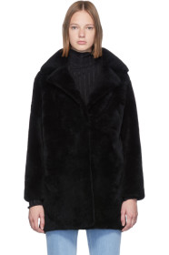 Yves Salomon - Meteo - Manteau en laine noir Curly