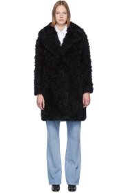 Yves Salomon - Meteo - Black Curly Shearling Coat