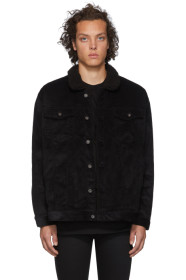 Naked & Famous Denim - SSENSE 限定 ブラック コーデュロイ オーバーサイズ シェルパ ジャケット