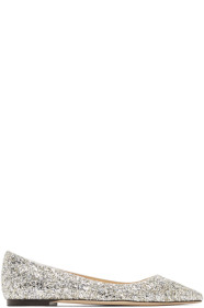 Jimmy Choo - Silver Glitter Romy Flats