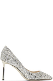Jimmy Choo - Escarpins scintillants argentés Romy 85