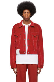 Pyer Moss - Blouson camionneur en velours côtelée rouge