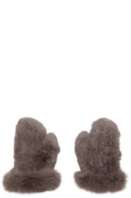 Yves Salomon - Grey Rex Rabbit & Fox Fur Mittens