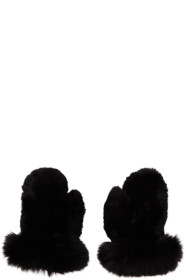 Yves Salomon - Black Rex Rabbit & Fox Fur Mittens