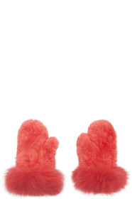 Yves Salomon - Red Rex Rabbit & Fox Fur Mittens