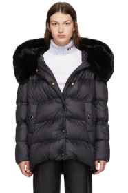 Yves Salomon - Black Down Rex Rabbit Fur Coat