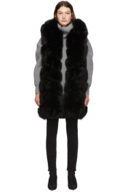 Yves Salomon - Black Fox Fur Long Vest