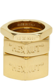 Off-White - Gold Bolt Ring Set